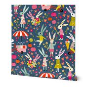 Bunny summer ice cream meadow // medium // blue