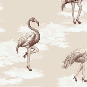 Flamingo Girls in sepia beige brown