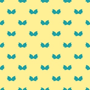 teal wings on yellow