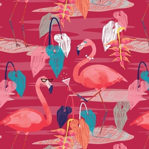 Tall Flamingos kitsch viva magenta