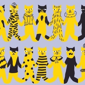 Yellow Cats hand in hand