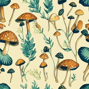 Cottagecore - vintage style mushrooms 