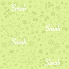 Name Sarah on floral green 
