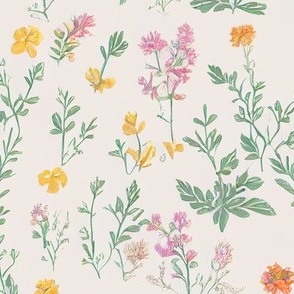 Cottagecore - soft colored flowers in pink and yellow