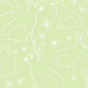 Year Of The Rabbit Easter Spring Minimalistic Line Art Light Green