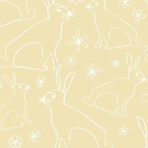 Year Of The Rabbit Easter Spring Minimalistic Line Art Yellow