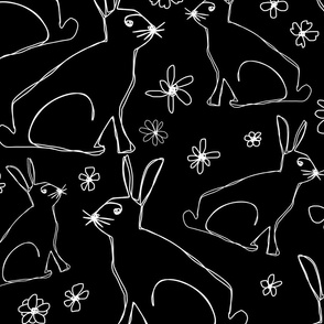 Year Of The Rabbit Easter Spring Minimalistic Line Art Black And White 2