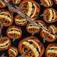 Smiling pumpkins with braces on their teeth 