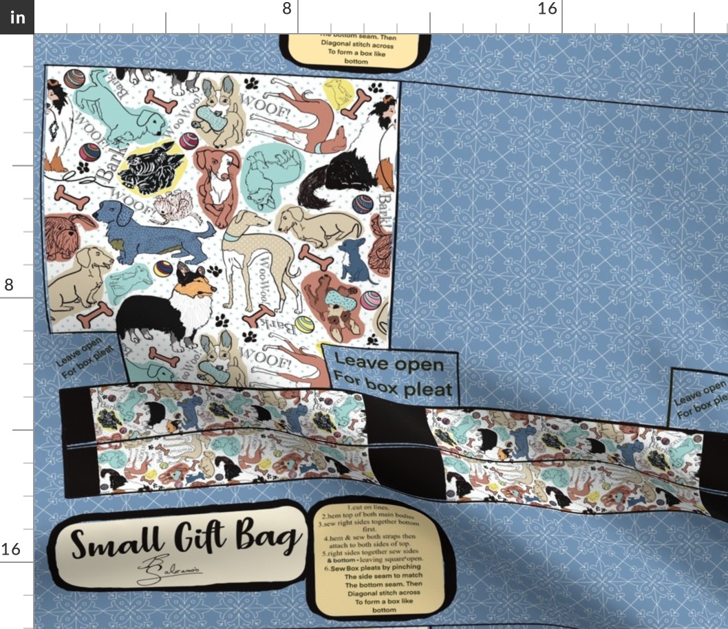 Bark Bark Woof - Fabric Gift Bag DIY cut and Sew