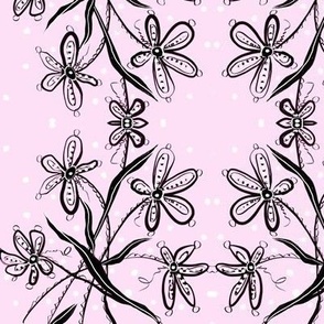 Black Friday 6 grid mixed flower rhinestones, pink and white