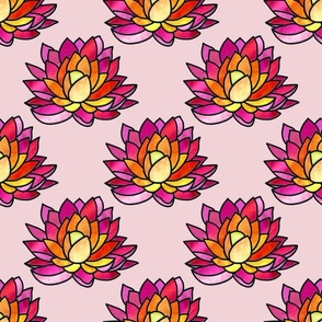 stained glass lotus flowers on cotton candy | large