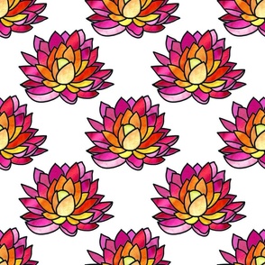 stained glass lotus flowers on white | large