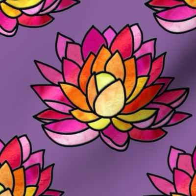 stained glass lotus flowers on orchid | large