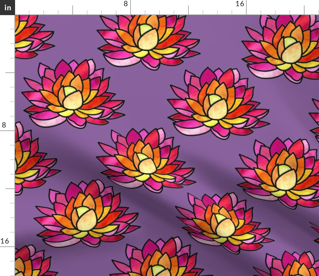 stained glass lotus flowers on orchid | large