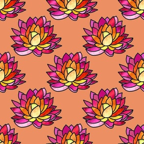 stained glass lotus flowers on peach | large