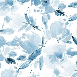 Baby blue Verona flowers - watercolor floral - painted bloom for modern home decor nursery - loose flora b102-7