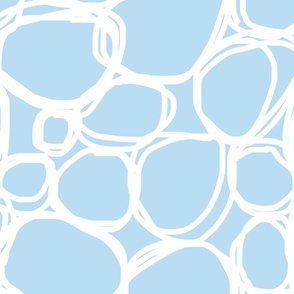 Coordinating Minimalistic Scribble Pattern White And Pastel Blue