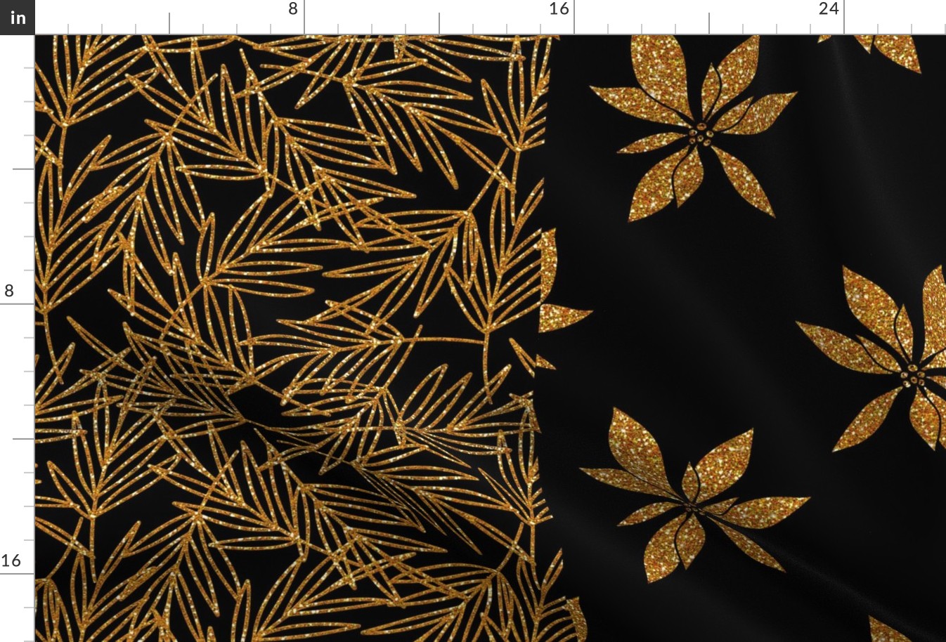 LARGE-GOLD-GLITTER-BLACK 54" Width