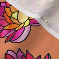 stained glass lotus flowers on peach | medium