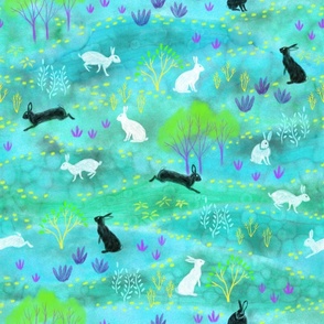 Rabbits in the Woodland