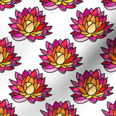 luminescent stained glass lotus flowers on white | small