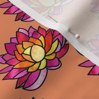 stained glass lotus flowers on peach | small
