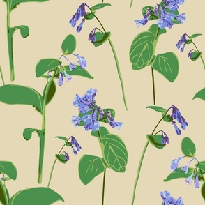 Ravine Romanticism Bluebells - Summer Cream background, Medium scale