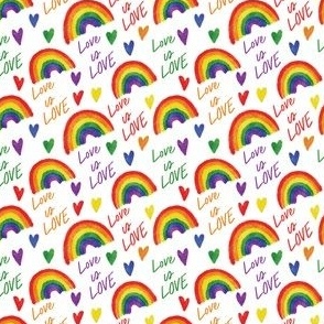 Pride rainbow love is love - white small scale diagonal