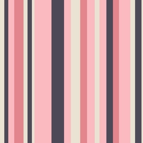Pink, charcoal and cream stripes