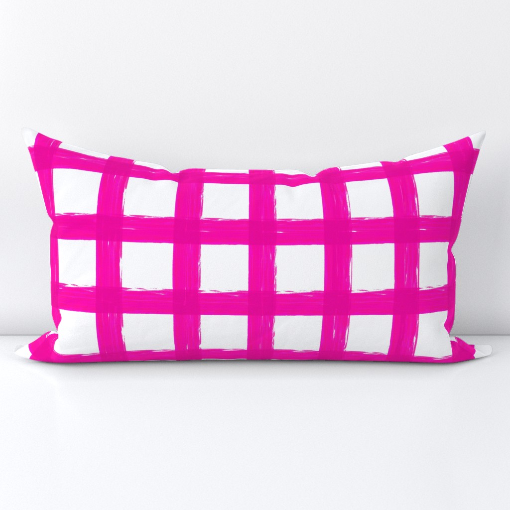 Painted Gingham Check //Magenta   (Large 48" Scale)