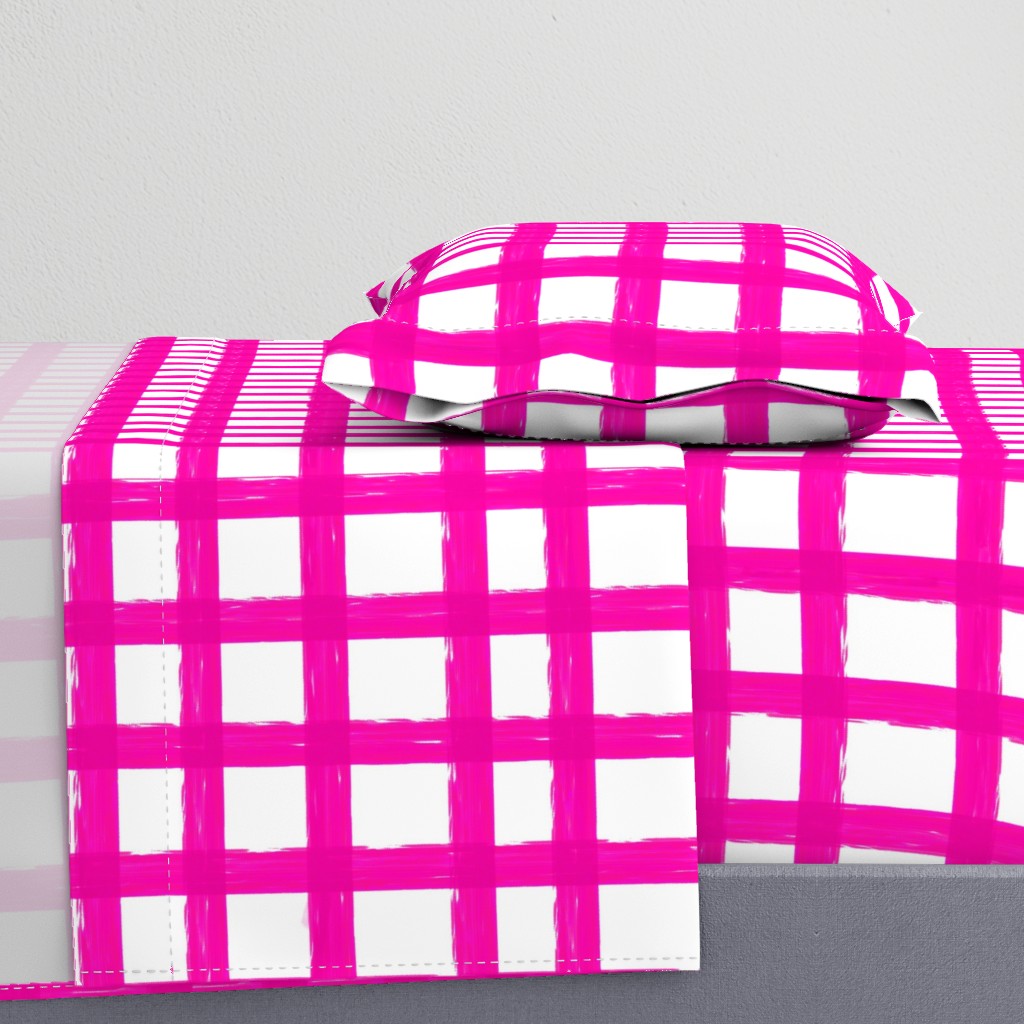 Painted Gingham Check //Magenta   (Large 48" Scale)