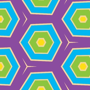 Purple Teal Green Hexagons
