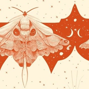 Moon Moth Hand-Drawn Graphic - Warm Red