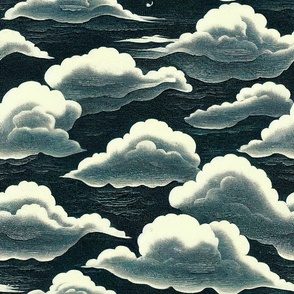1940s Surrealist Clouds Illustration - larger print