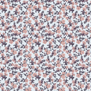 Scattered Floral - Light Blue, light pink - small scale