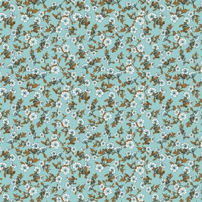 Scattered Floral - Light Blue, light pink - small scale