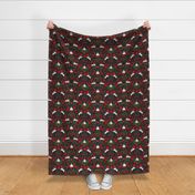 Restful and Raucous Rabbits in a Red Garden (dark navy background) small scale