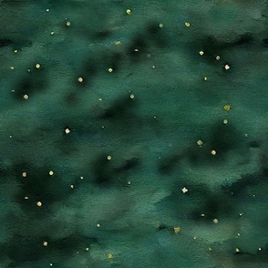 dark green night sky gold dot stars