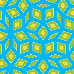 Teal green and yellow geometric pattern