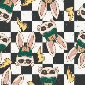 too hip to hop boys Bunny rabbit easter checkerboard