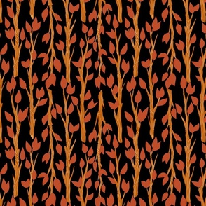 Vertical Branches - black & orange 
