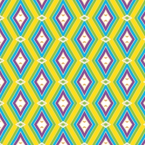 Yellow green and purple diamonds geometric pattern