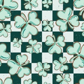 St Patricks Irish Shamrock Clover Checkerboard