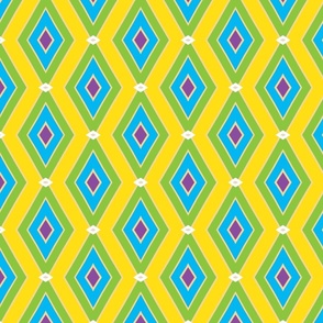 Yellow green and teal diamonds geometric pattern