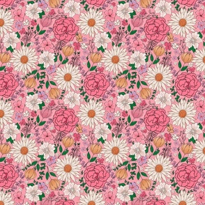 summer floral bubblegum pink spring pattern