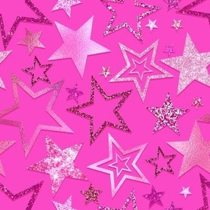 Hot Pink Glitter Stars