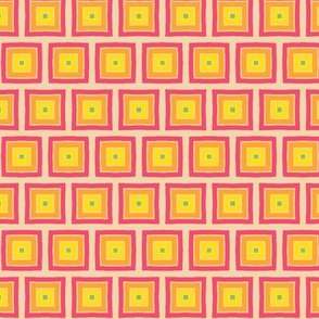 Pink Orange Yellow Squares Geometric Pattern