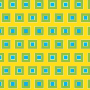 Yellow Green and Teal Squares Geometric Pattern