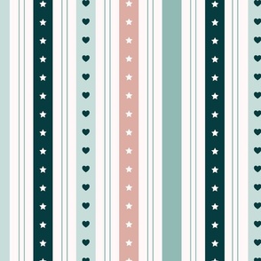 Mint Green Boho Stars Hearts Pin Stripes