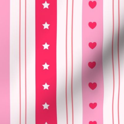 Pink Hearts Star Pin Stripes